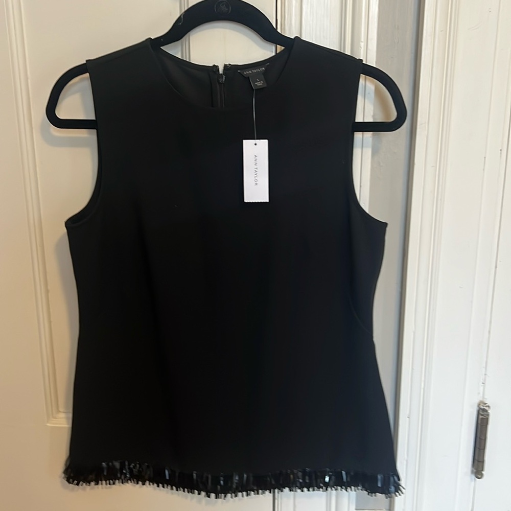 NWT - $98 Ann Taylor blank rank with sequin fringe trim. Perfect condition!
